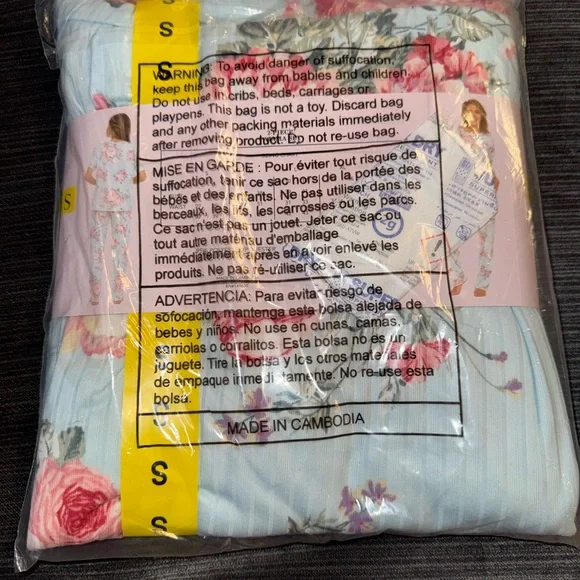 Flora Nikrooz Blue Floral 2-Piece Pajama Set - Picture 2 of 3